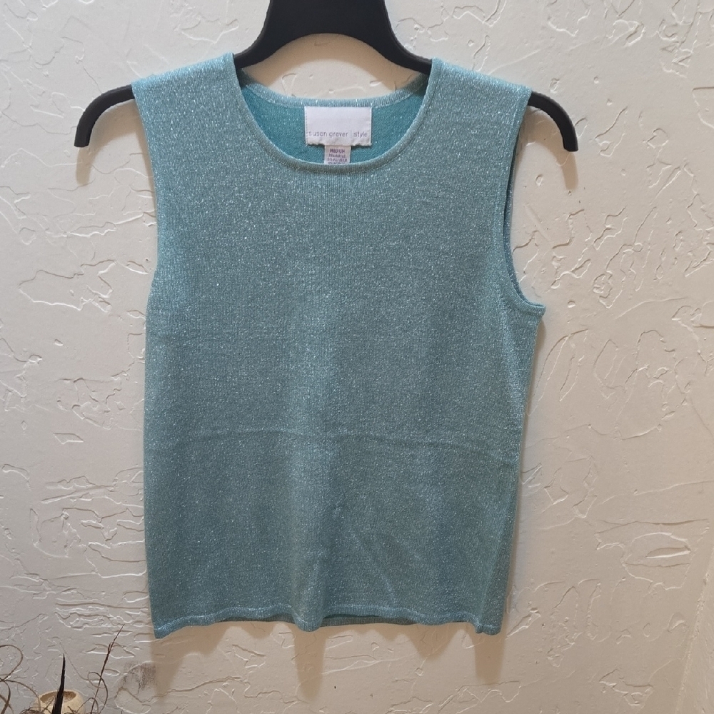 Susan Graver Sparkling Teal Tank Top - Picture 1 of 6